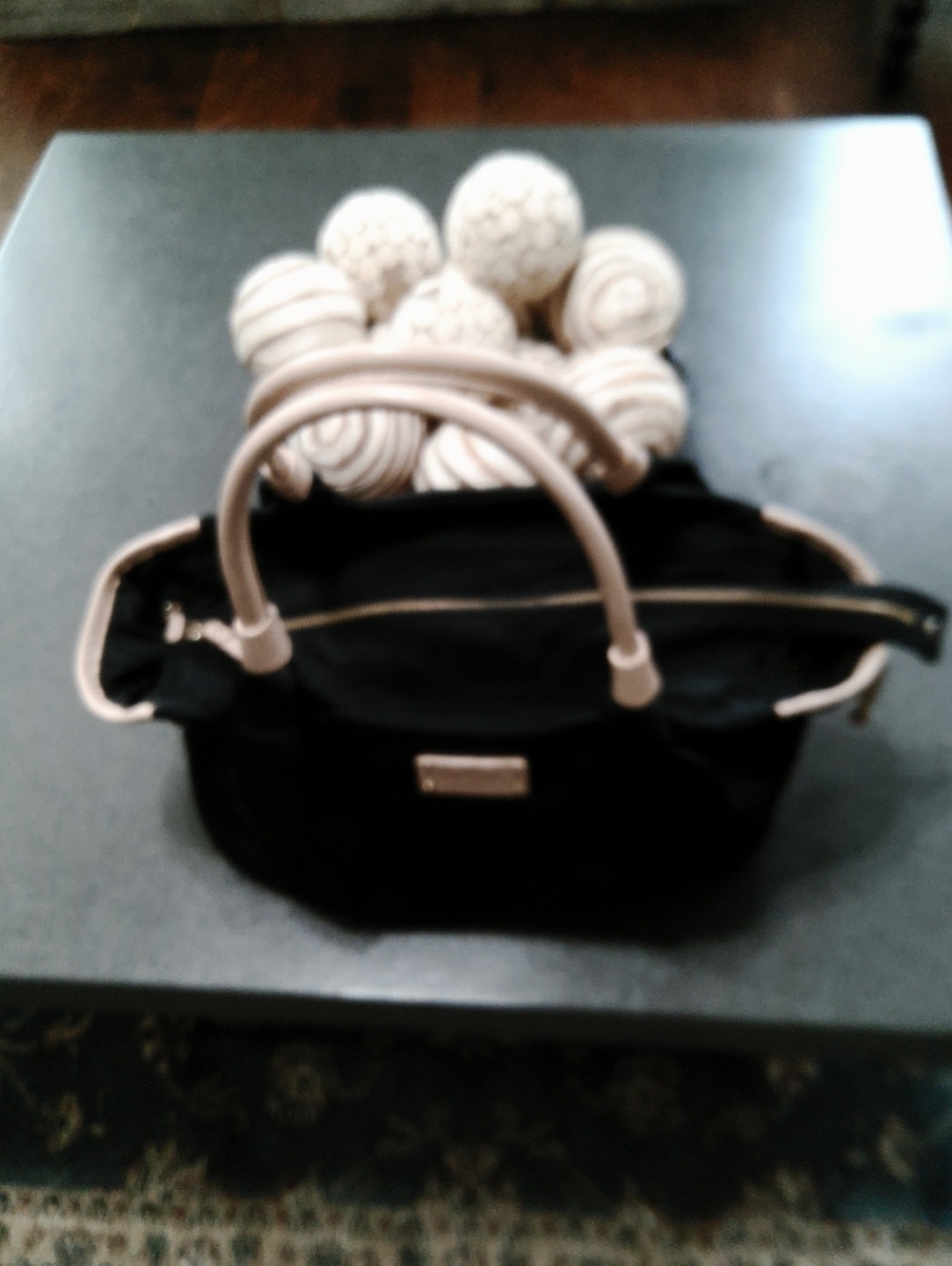 kate spade Black Tote with Cream Handles